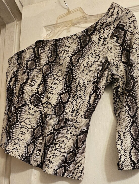 ASOS Tops - ASOS Snake Print Off-Shoulder Top in Black and White